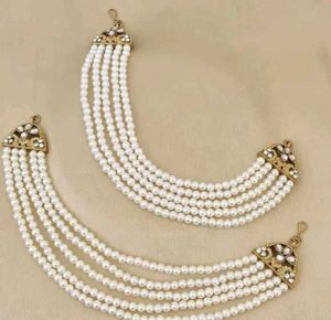 Rani Pink Earrings With Pearl Earchain