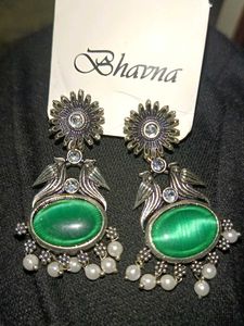 Green Oxidised Beautiful Earrings