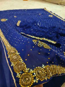 Beautiful 😍 Blue Colour Saree With Blouse 🔥