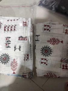 Warli Print Dress Material Suit White