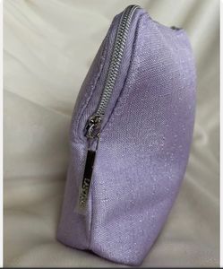 Lancome Lilac Cosmetic Makeup Bag Sparkle Woven Ba