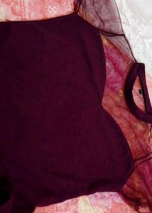 Burgundy Sheer Top ...With Heart Net Shape 🎀