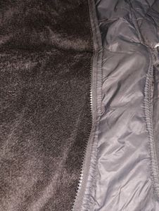 Black Puffer Jacket With Warm Faux Fur Inside