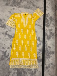 Yellow Embroidered Kurta