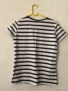 White And Black Striped Tshirt on