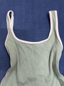Sage green ribbed sleeveless crop top