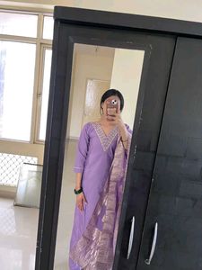 Lavender Embroidered Kurta Set