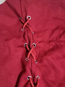 Red Lace-Up Cami Top
