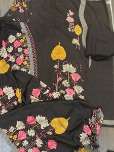 winter Floral Print Dress Material