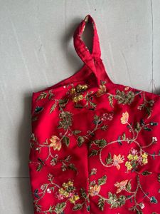 Desi Lehenga Red Embroidered Blouse Cute