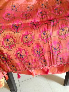 Pink &amp; Gold Embroidered Fabric