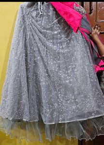 Elegant Pink &amp; Grey Lehenga Choli