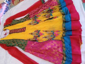 Yellow Embroidered Anarkali Dress