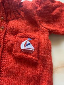 Red Knitted Baby Outfit Set