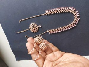 AD Fancy Necklace With Earring Mangtkka Set