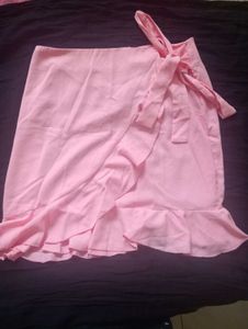 Pink Mini Skirt With Knot Detailing