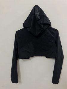 Cape Drop Shoulder Crop Top - Black