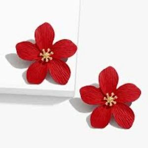 Red Korean Flower Studs