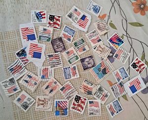 40STAMPS : Rare Set USA Flag + StatueOfLibery