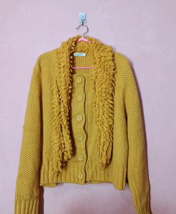 Retro Mustard Yellow Knit Cardigan