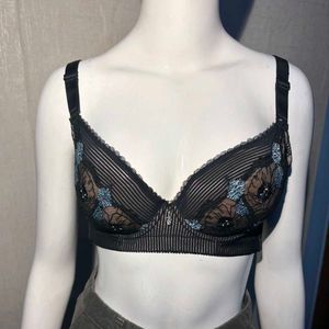 Elegant Black Floral Bra