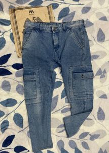 Blue Denim Cargo Jeans