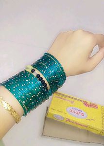 Teal Glass Bangles - Set of 12