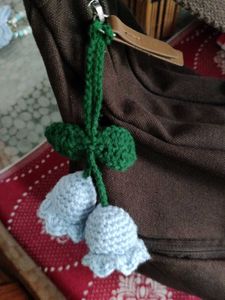 Blue Crochet Lily Of The Valley Flower Keychain