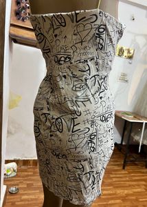 Ginger typography print bodycon mini dress