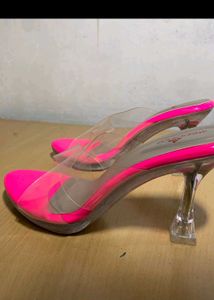 Transperent Heels Neon Pink Color