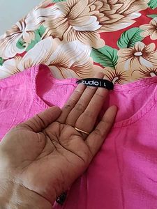 Pink Kurti with Button Detail