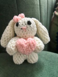 Crochet Bunny with Pink Heart