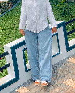 Blue Denim Wide Leg Jean