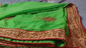 Green &amp; Gold Embroidered Sari