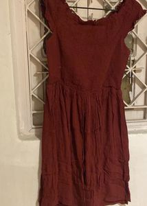 Maroon Fit &amp; Flare Dress