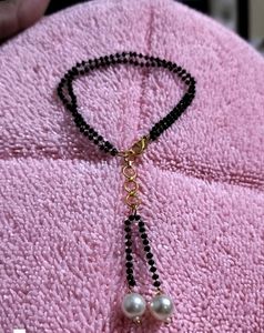 Simple Elegant Hand Mangalsutra With Pearls Hangings