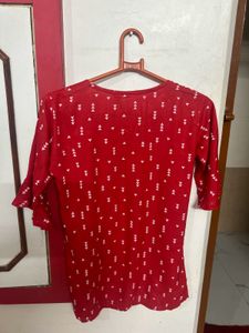 Red Printed Top - Medium