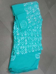 Teal Batik Unstitched Suit Fabric