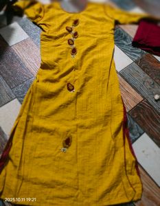 Yellow Kurti with Red Pants
