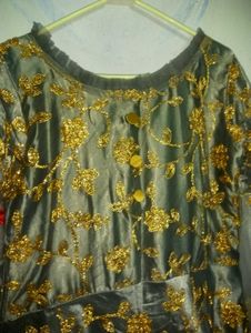 Zari Embroidered Ash Gown