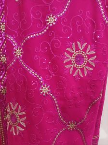 Elegant Pink Embroidered Saree