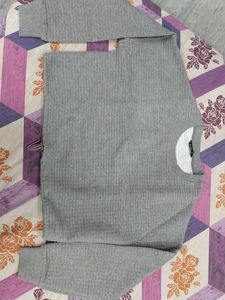 Oversized Gray Textured Top