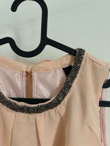 Peach Beaded Sleeveless Top
