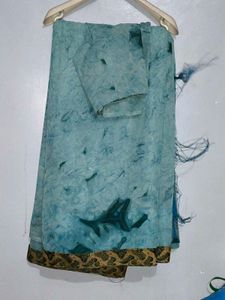 Elegant Blue Tie-Dye Saree
