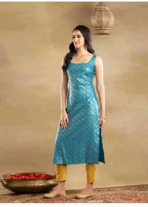 Blue Sleeveless Mini Kurti