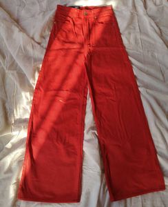 H&m Red Wide Leg Jeana