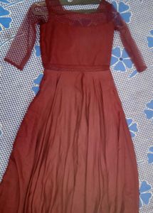 Elegant Maroon Embroidered Dress