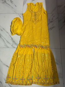 Yellow Sharar Set Party Wear Wedding Dress