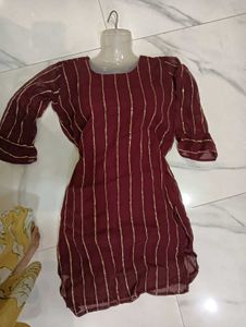 Striped Maroon Kurta