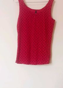 Red Printed Speghetti Top